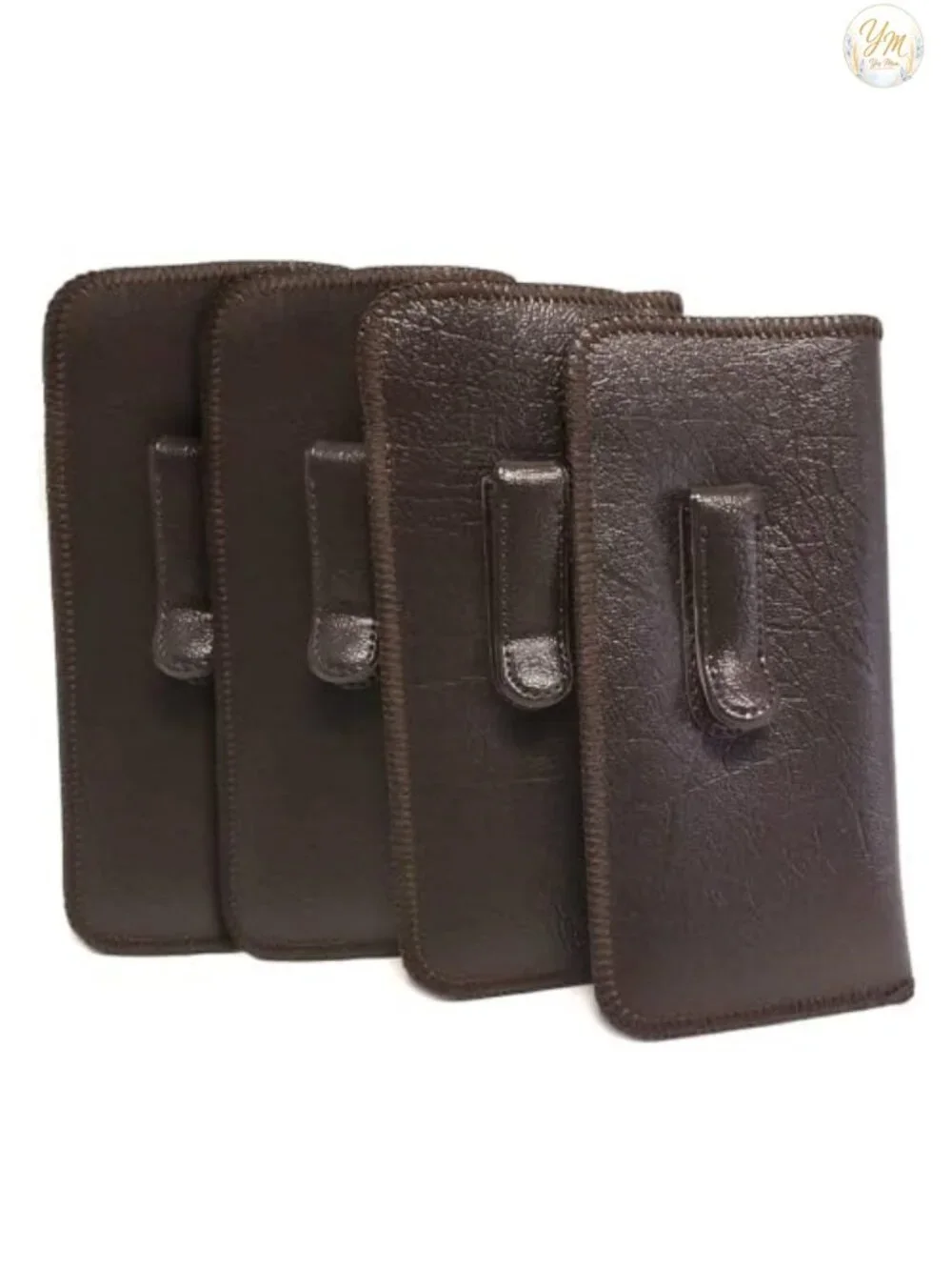 Slim Faux Leather Eyeglass Case with Metal Pocket Clip, Felt Lining, 4 Pack